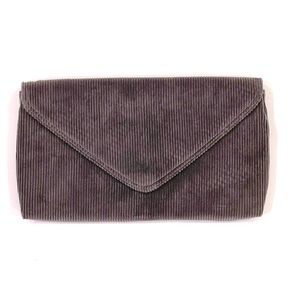 Corduroy Clutch Bag with Mirror on Inside (Gray)